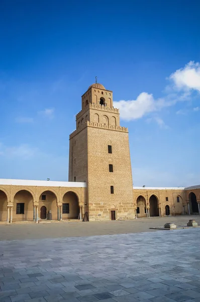 Grande Mosquée Cour Kairouan Avec Minaret Dans Ville Kairouan Tunisie — Photo