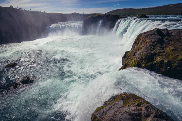 Légi Felvétel Godafoss Vízesés Északkeleti Részén Izland — Stock Fotó