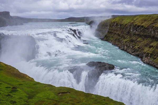Widok Wodospad Gullfoss Południowo Zachodniej Części Islandii — Zdjęcie stockowe