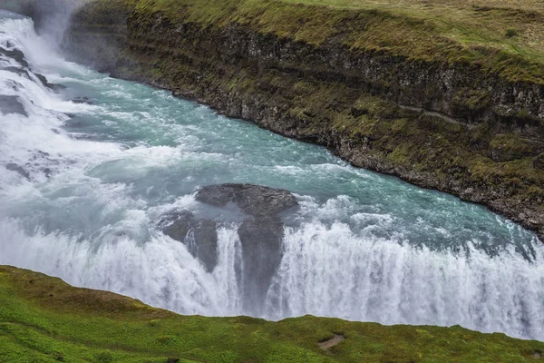 Zobacz Wodospad Gullfoss Południowo Zachodniej Części Islandii — Zdjęcie stockowe