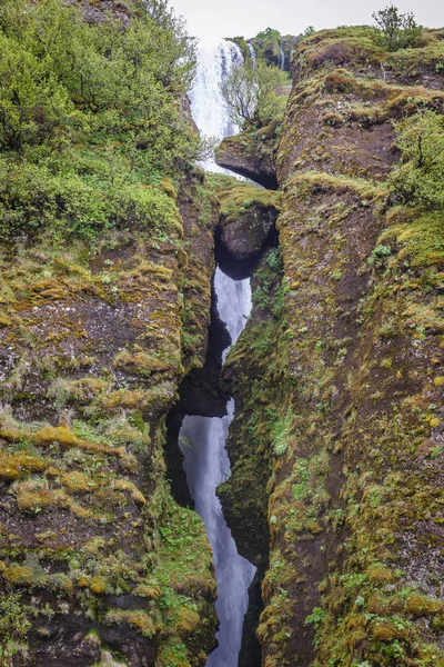Gljufrafoss Καταρράκτη Που Βρίσκεται Δίπλα Στο Περίφημο Καταρράκτη Seljalandsfoss Στην — Φωτογραφία Αρχείου
