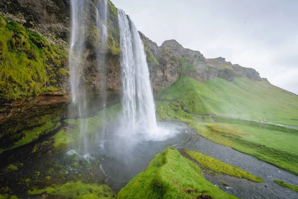 Nézd Izland Déli Részén Híres Seljalandsfoss Vízesés — Stock Fotó