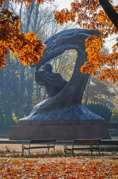 Warsaw Polen April 2011 Pools Componist Frederic Chopin Monument Baden — Stockfoto