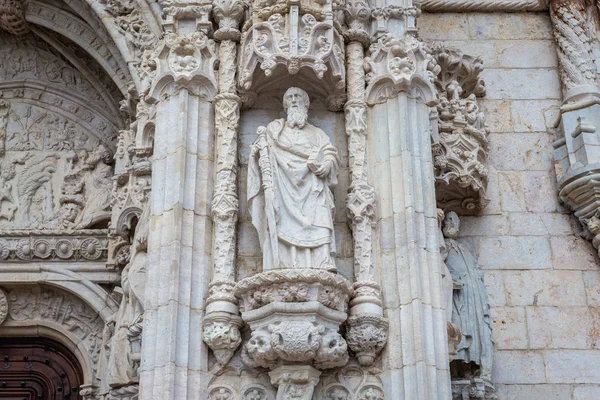 Hautnah Auf Einem Portal Des Jeronimos Oder Hieronymiten Klosters Lissabon — Stockfoto