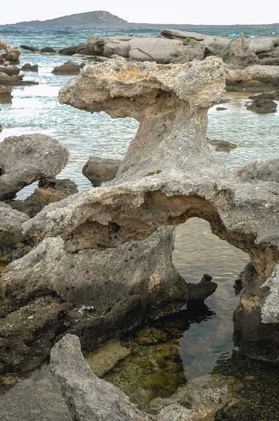 Rocas Isla Elafonisi Situada Cerca Esquina Suroeste Isla Mediterránea Creta — Foto de Stock