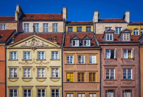 Coloured Tenement Houses Historic Old Town Warsaw Poland — Stock Photo, Image