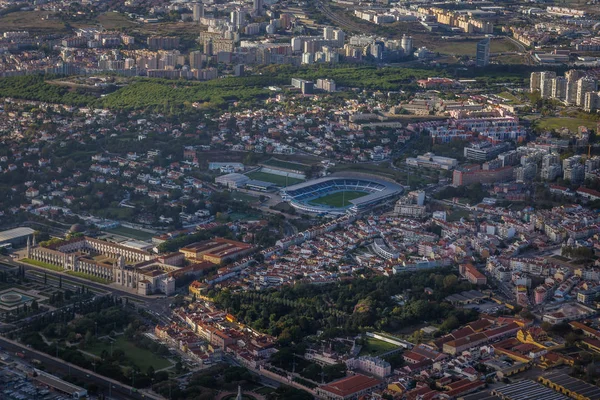 Widok Lotu Ptaka Restelo Stadion Klasztor Hieronimitów Dzielnicy Belem Lizbonie — Zdjęcie stockowe