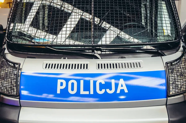 Polizeiauto in Warschau — Stockfoto