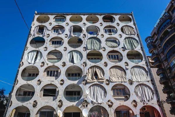 Characteristic house of flats from 1970s in Beirut, capital city of Lebanon