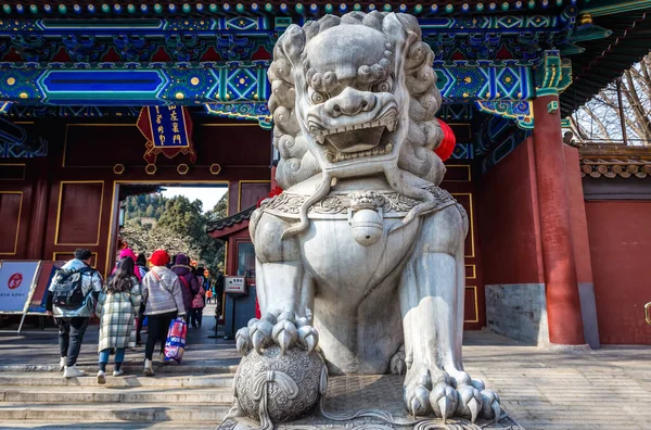 Beijing China February 2019 Traditional Figure Imperial Guardian Lion Next — Stock Photo, Image