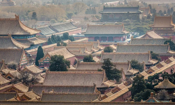 Yasak Şehrin Tarihi Binalarının Çatıları Pekin Başkenti Çin Deki Jingshan — Stok fotoğraf