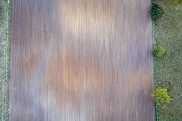 Drone View Pattern Plowed Rye Field Mazowsze Region Poland — Stock Photo, Image