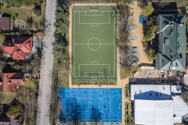 Drone View Football Field Choszczowka Area Warsaw Capital City Poland — Stockfoto