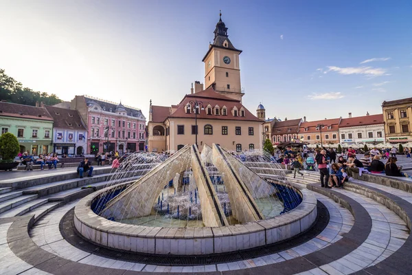 Brasov Romania July 2019 Fountain Front Former Town Hall Building — Stockfoto