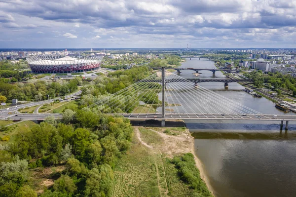 Vista Drone Sobre Rio Vístula Varsóvia Capital Polónia — Fotografia de Stock