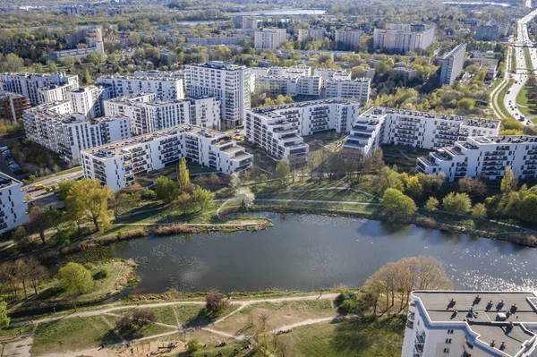 Drönare Syn Lägenhetshus Goclaw Distriktet Warszawa Polen — Stockfoto