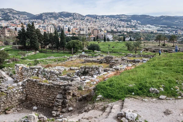 Byblos Lübnan Daki Haçlıların Kalesinin Yanındaki Antik Harabeler Dünyanın Eski — Stok fotoğraf
