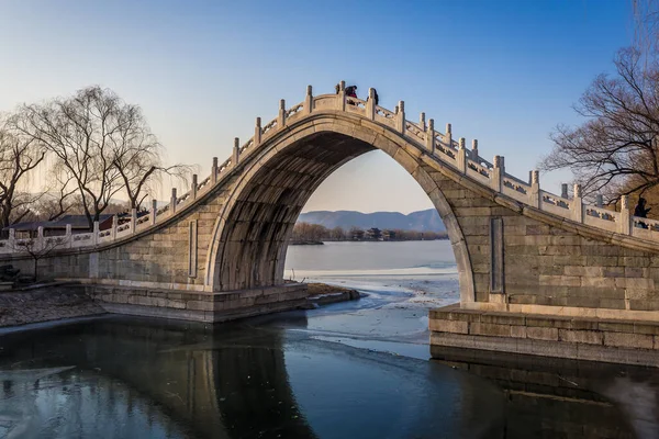 Peking Kína 2019 Február Xiuyi Ívhíd Pekingi Fővárosban Található Tavak — Stock Fotó