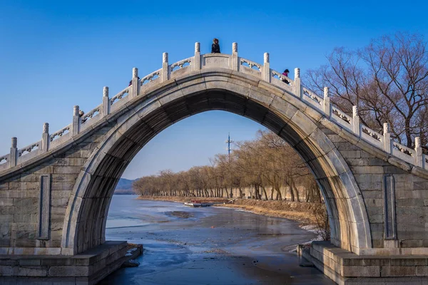 Peking Kína 2019 Február Xiuyi Ívhíd Pekingi Fővárosban Található Tavak — Stock Fotó