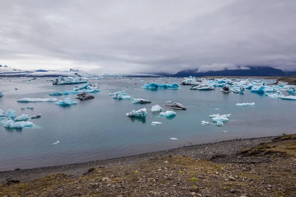 Vista Sobre Jokulsarlon Literalmente Lagoa Rio Glacial Grande Lago Glacial — Fotografia de Stock