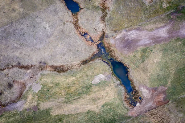 Drone Foto Del Canal Agua Pastizal Durante Sequía Región Mazowsze —  Fotos de Stock