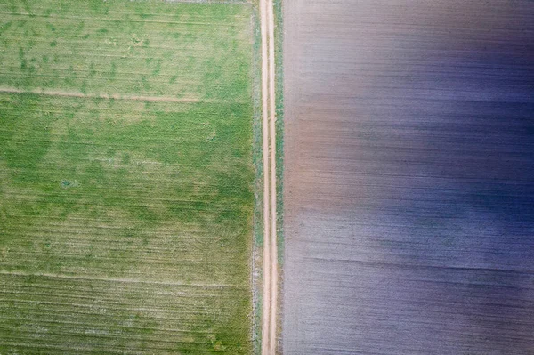 Drohnenbild Einer Landstraße Zwischen Feldern Der Polnischen Region Mazowsze — Stockfoto