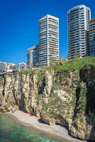 Modern Épületek Földközi Tenger Partján Bejrút Főváros Libanon Kilátás Terület — Stock Fotó