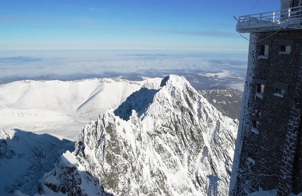 Lomnicky Stit Yüksek Tatras Slovakya Yüksekliğini Dağlardan Üst Kısımları Görünümünü — Stok fotoğraf
