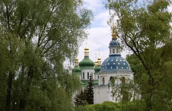 Vista Cúpulas Antigo Mosteiro Vydubitsky Kiev Capital Ucrânia — Fotografia de Stock