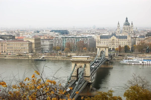 Vue Pont Chaîne Danube Budapest Hongrie — Photo