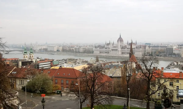 Panoramic View Danube River Parliament Budapest Hungary — Stock Photo, Image