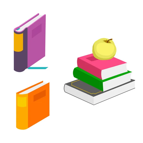 Könyvek Színes Ikonok Vektoros Illusztráció Tanulni Tanulni Nyitott Könyv Objektek — Stock Vector