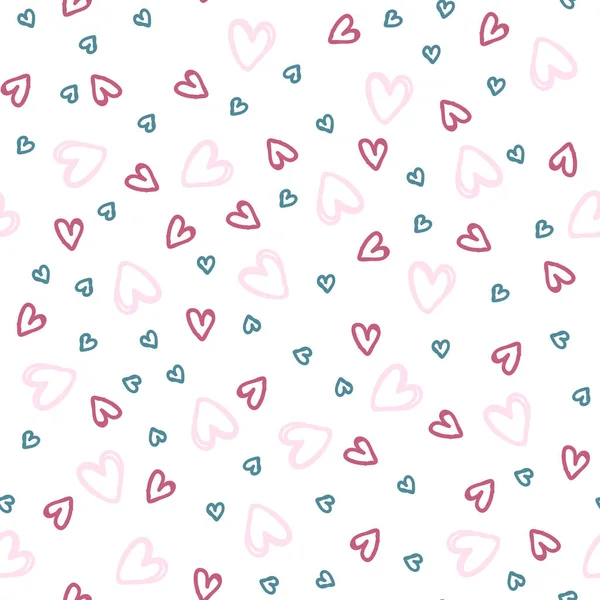 Corações Romântico Valentine Pattern Ilustração Vetorial Padrão Sem Costura Com —  Vetores de Stock