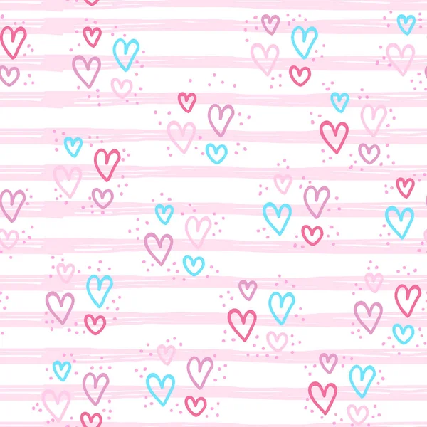 Hearts Romantic Valentine Pattern Векторная Иллюстрация Бесшовный Узор Сердцами Дизайна — стоковый вектор