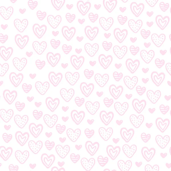 心のロマンチックなバレンタインのパターン ベクトルの図 バレンタイン デザインの心でシームレスなパターン ハートの葉の装飾的な背景は ホリデイ テクスチャ — ストックベクタ