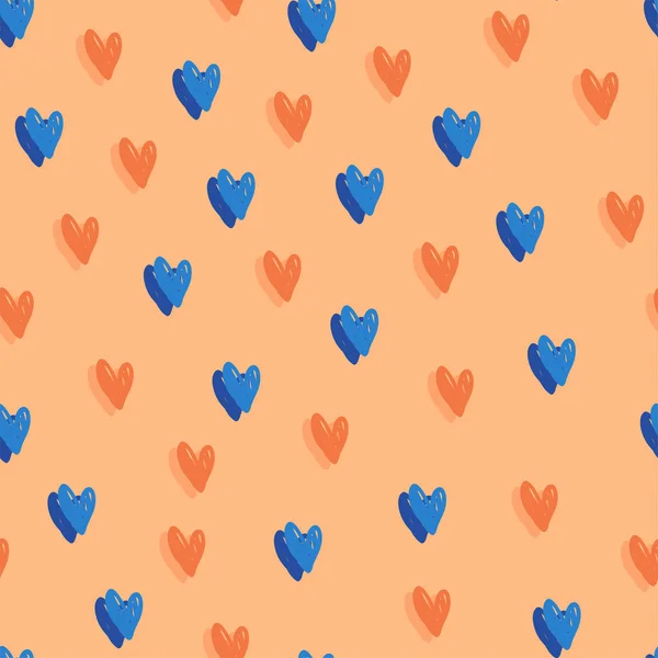 Corações Romântico Valentine Pattern Ilustração Vetorial Padrão Sem Costura Com — Vetor de Stock