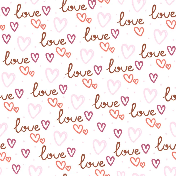 Ismétlődő Szív Kerek Pontok Kézzel Írott Szó Szeretet Romantikus Varrat Stock Illusztrációk