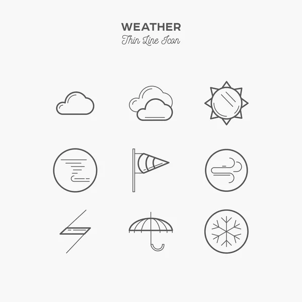 Weather Thin Line Icons Set Vector Illustration — 스톡 벡터