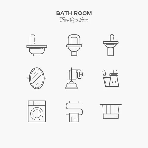 Bathroom Icons Sings Set Thin Line Art Icons Flat Style — Stok Vektör