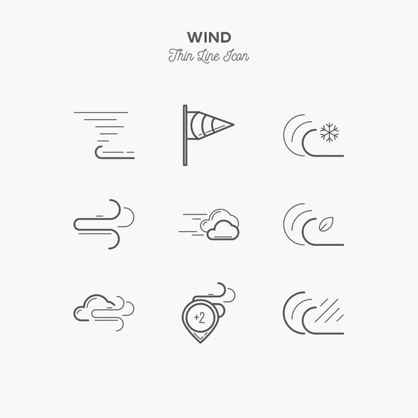 Lijn Icoon Van Wind Weer Geïsoleerde Object Lijn Icons Set — Stockvector