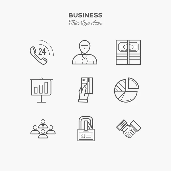 Business Project Marketing Management Dunne Lijn Icons Set Vector Illustratie — Stockvector