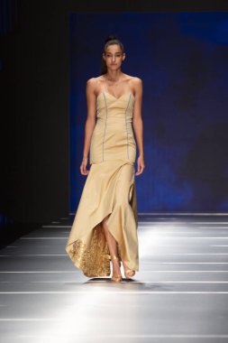 Manken Miami Moda Enstitüsü göstermek Resort 2018 koleksiyonda Miami moda hafta 2017 Miami'de Buz Sarayı'nda 31 Mayıs 2018 üzerinde sırasında pist yürür