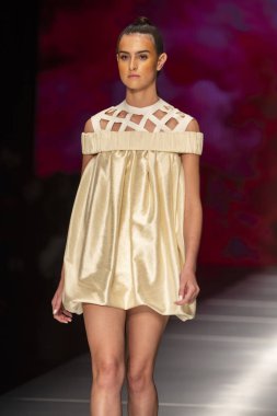 Manken Miami Moda Enstitüsü göstermek Resort 2018 koleksiyonda Miami moda hafta 2017 Miami'de Buz Sarayı'nda 31 Mayıs 2018 üzerinde sırasında pist yürür