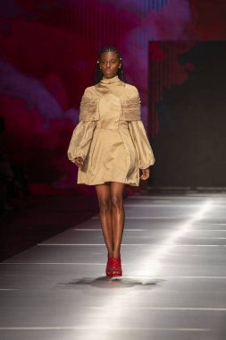 Manken Miami Moda Enstitüsü göstermek Resort 2018 koleksiyonda Miami moda hafta 2017 Miami'de Buz Sarayı'nda 31 Mayıs 2018 üzerinde sırasında pist yürür