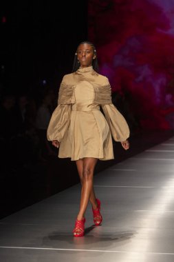 Manken Miami Moda Enstitüsü göstermek Resort 2018 koleksiyonda Miami moda hafta 2017 Miami'de Buz Sarayı'nda 31 Mayıs 2018 üzerinde sırasında pist yürür