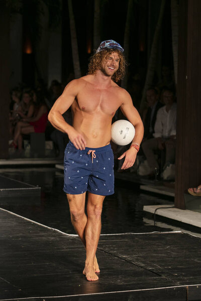 A model walks the runway for Maaji Summer collection 2018 fashion show during Funkshion Swim 2017 in Miami Beach at the Setai Hotel on July 23rd, 2017