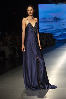 Manken Carolina Estefan moda Show Resort 2018 koleksiyonda Miami moda hafta 2017 Miami'de Buz Sarayı'nda 2 Haziran 218 üzerinde sırasında pist yürür
