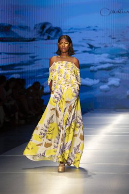 Manken Carolina Estefan moda Show Resort 2018 koleksiyonda Miami moda hafta 2017 Miami'de Buz Sarayı'nda 2 Haziran 218 üzerinde sırasında pist yürür