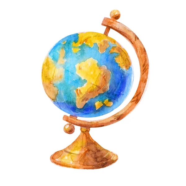 Kleurrijke Aquarel Globe Illustratie Geïsoleerd Een Witte Achtergrond Concept Voor — Stockfoto