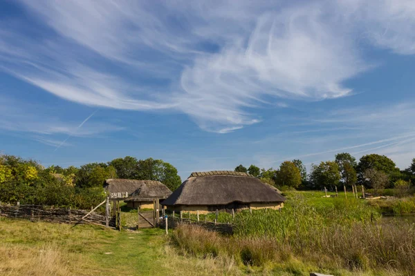 Vieilles Maisons Vikings Dans Musée Lejre Danemark — Photo